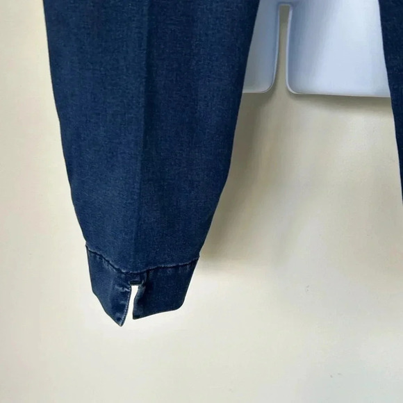 Piazza Sempione blue stretch denim crop pants side zip Size 42 Size 6 - Picture 7 of 13